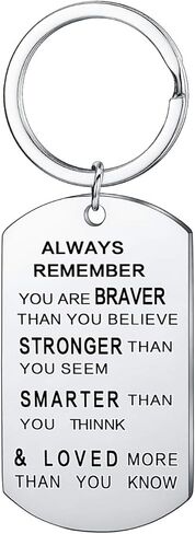 BESPMOSP Inspiration Keyring Graduation Gifts Birthday Gifts Always Remember You Are Braver Than You Believe Keychain for Family Friend in Saudi Arabia
