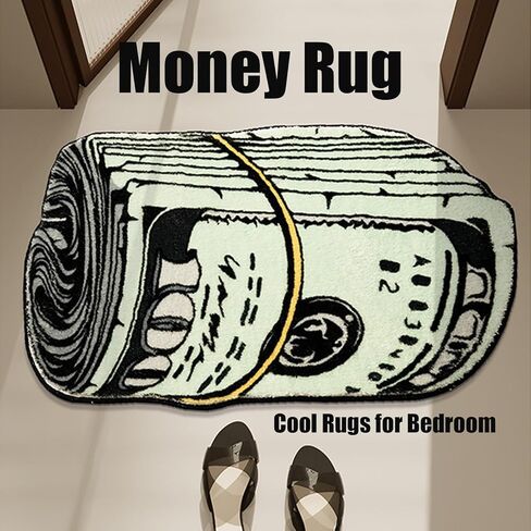 Money Rug,100 Dollar Bill Rug,Imitation Cashmere Money Rugs, Cool Rugs for Bedroom,Money Carpet Cozy Soft Bedroom (green6, 50 * 80cm) in Saudi Arabia
