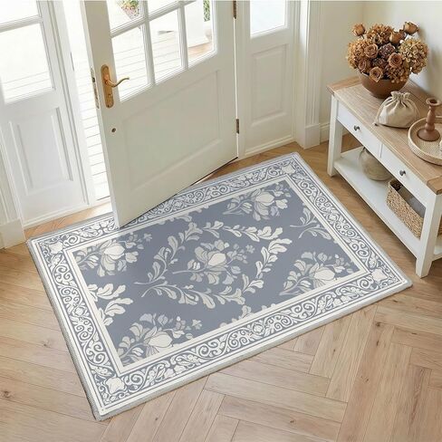 SOULFUL Medium Pile 3x5 Area Rug - Soft Underfoot Small Entryway Rug - Greige Boho Floral - Washable Non-Slip - Perfect for Living Room Bedroom Foot Kids Room Reading Nook in Saudi Arabia