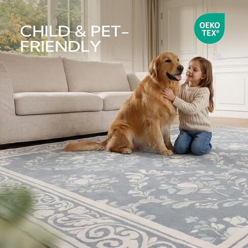 SOULFUL Medium Pile 3x5 Area Rug - Soft Underfoot Small Entryway Rug - Greige Boho Floral - Washable Non-Slip - Perfect for Living Room Bedroom Foot Kids Room Reading Nook in Saudi Arabia