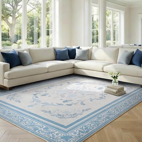 SOULFUL Medium Pile 3x5 Area Rug - Soft Underfoot Small Entryway Rug - Greige Boho Floral - Washable Non-Slip - Perfect for Living Room Bedroom Foot Kids Room Reading Nook in Saudi Arabia
