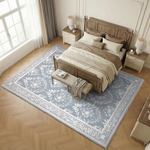 SOULFUL Medium Pile 3x5 Area Rug - Soft Underfoot Small Entryway Rug - Greige Boho Floral - Washable Non-Slip - Perfect for Living Room Bedroom Foot Kids Room Reading Nook in Saudi Arabia