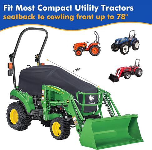 غطاء جرار مقاوم للماء عالي التحمل 900D غطاء قلنسة جرار صغير الحجم متوافق مع كوبوتا، جون ديري، ماهيندرا، بوبكات (أسود) in Kuwait