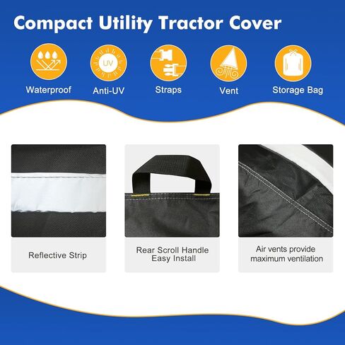 غطاء جرار مقاوم للماء عالي التحمل 900D غطاء قلنسة جرار صغير الحجم متوافق مع كوبوتا، جون ديري، ماهيندرا، بوبكات (أسود) in Kuwait