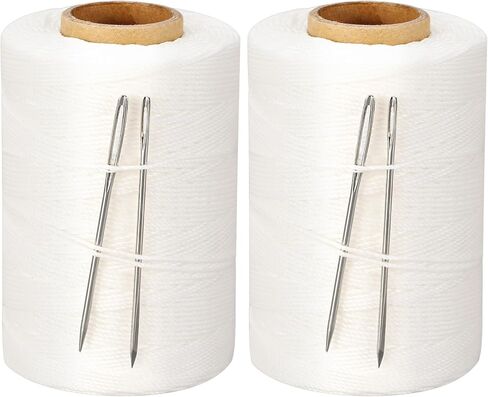2 Pcs 656 Feet Sail Repair Kit with Needle Thick Waxed String Polyester Sail Repair Twine White Waxed Whipping Twine for Leather Rope Whipping Canvas Work Tie Dye String Lashing Tying in Kuwait