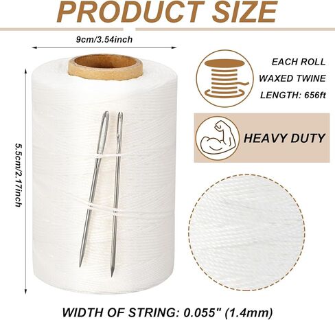 2 Pcs 656 Feet Sail Repair Kit with Needle Thick Waxed String Polyester Sail Repair Twine White Waxed Whipping Twine for Leather Rope Whipping Canvas Work Tie Dye String Lashing Tying in Kuwait