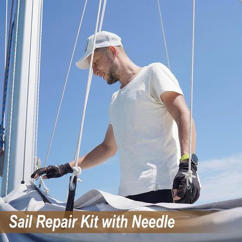 2 Pcs 656 Feet Sail Repair Kit with Needle Thick Waxed String Polyester Sail Repair Twine White Waxed Whipping Twine for Leather Rope Whipping Canvas Work Tie Dye String Lashing Tying in Kuwait