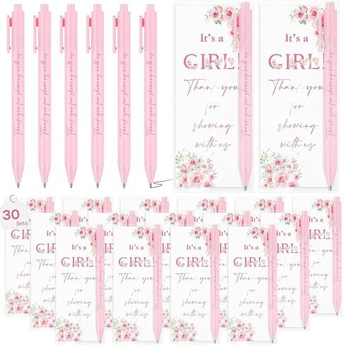 30 مجموعة من أقلام It's a Girl للضيوف، هدايا حفلات البنات، قلم حبر جاف قابل للسحب مع إشارات مرجعية، حبر أسود، لوازم جوائز تذكارية تكشف عن الجنس in Kuwait
