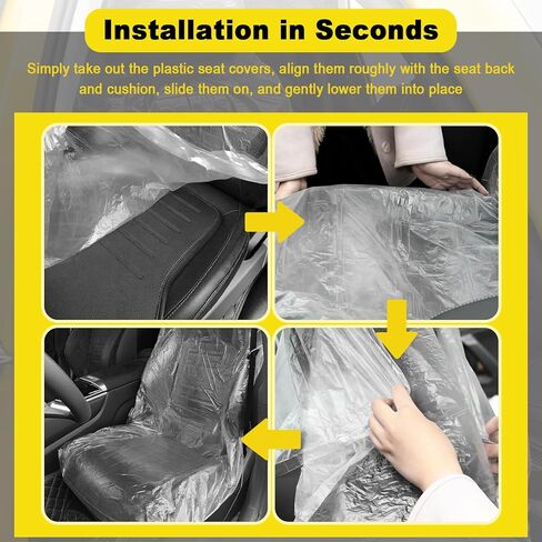 50PCS Disposable Car Seat Covers,Universal Plastic Seat Covers Provide Temporary Protection,No-Cleanup Cars Seats Protectors Car Accessories for Auto Repair/Ride-Hailing/Travel in Kuwait