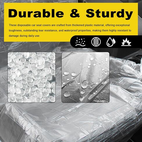 50PCS Disposable Car Seat Covers,Universal Plastic Seat Covers Provide Temporary Protection,No-Cleanup Cars Seats Protectors Car Accessories for Auto Repair/Ride-Hailing/Travel in Kuwait
