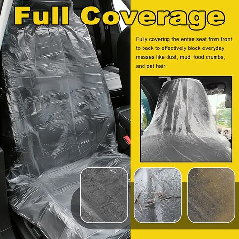 50PCS Disposable Car Seat Covers,Universal Plastic Seat Covers Provide Temporary Protection,No-Cleanup Cars Seats Protectors Car Accessories for Auto Repair/Ride-Hailing/Travel in Kuwait