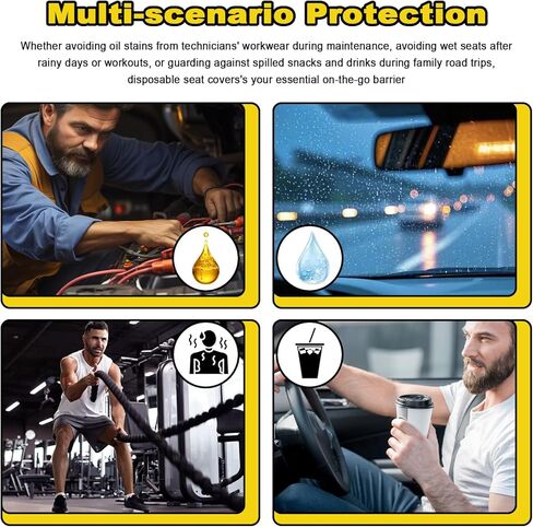 50PCS Disposable Car Seat Covers,Universal Plastic Seat Covers Provide Temporary Protection,No-Cleanup Cars Seats Protectors Car Accessories for Auto Repair/Ride-Hailing/Travel in Kuwait