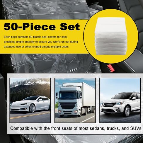 50PCS Disposable Car Seat Covers,Universal Plastic Seat Covers Provide Temporary Protection,No-Cleanup Cars Seats Protectors Car Accessories for Auto Repair/Ride-Hailing/Travel in Kuwait