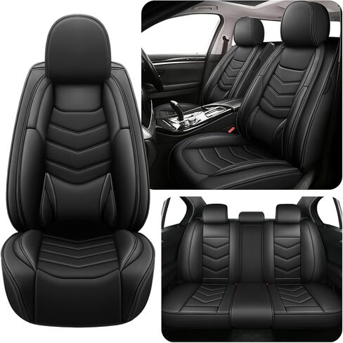 Car Seat Covers Fit for Toyota RAV4 2006-2024, Automotive Seat Covers, Non-Slip Bottom, Premium Nappa Leather, Full Set, Black in Saudi Arabia