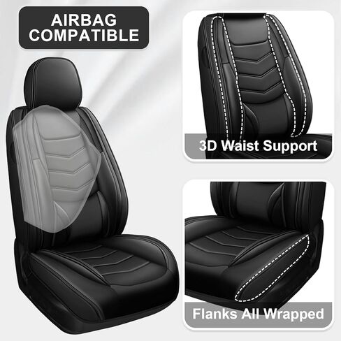 Car Seat Covers Fit for Toyota RAV4 2006-2024, Automotive Seat Covers, Non-Slip Bottom, Premium Nappa Leather, Full Set, Black in Saudi Arabia