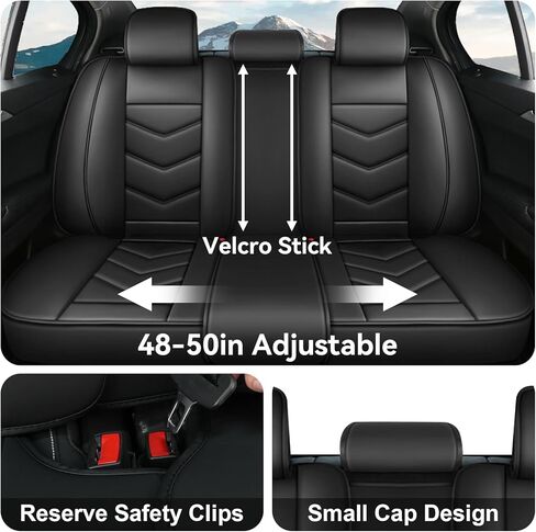 Car Seat Covers Fit for Toyota RAV4 2006-2024, Automotive Seat Covers, Non-Slip Bottom, Premium Nappa Leather, Full Set, Black in Saudi Arabia