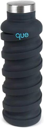 que Bottle | Designed for Travel and Outdoor. Collapsible Water Bottle - Food-Grade Silicone/BPA Free/Lightweight/Eco-Friendly - 20oz (Metallic Charcoal) in Saudi Arabia