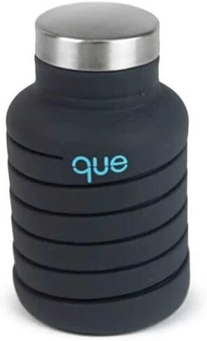 que Bottle | Designed for Travel and Outdoor. Collapsible Water Bottle - Food-Grade Silicone/BPA Free/Lightweight/Eco-Friendly - 20oz (Metallic Charcoal) in Saudi Arabia