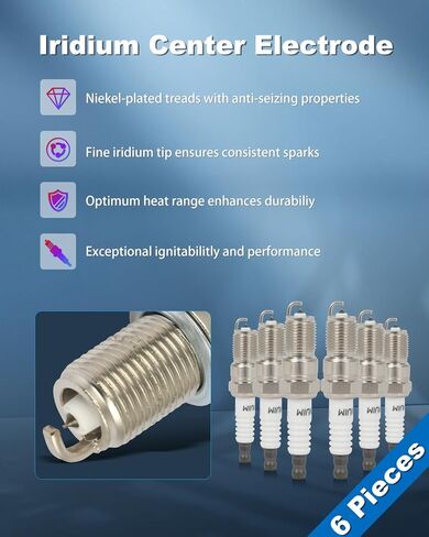 ECCPP Spark Plug Iridium مناسب لـ 1998-2005 لـ Buick for Century 3.1L/V6، 1996-2005 لسيارة شيفروليه لاستبدال Astro 4.3L/V6 لـ 7164، TR55IX (6 شمعات إشعال) in Saudi Arabia