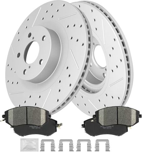 Front Brake kit, Drilled & Slotted Brake Rotors and Disc Brake Pads, for 2011-2014 Subaru Impreza/Forester, for 2013-2014 Subaru Legacy/Outback/XV Crosstrek in Kuwait