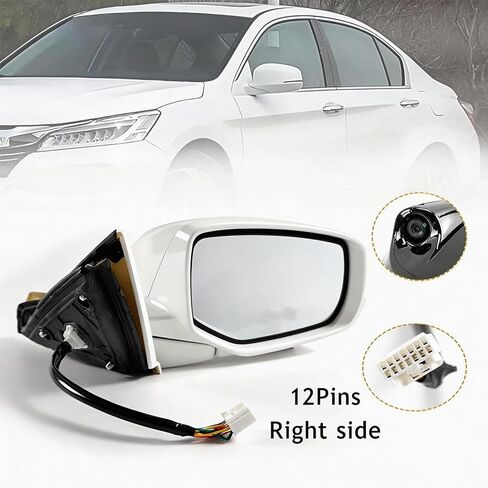 Passenger Power Side View Mirror Heated Camera Compatible with Honda Accord Sedan 2013-2015 76200T2GA42ZC in Kuwait
