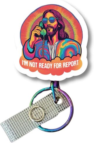SnarkyNurses Funny Not Ready for Report Jesus Nurse Badge Reel - Retractable ID Holder for RNs, CNAs, & Healthcare Workers, Durable Swivel Clip w/ 34 Inch Retractable Cord, Work Badge Accessory & Gift in Saudi Arabia