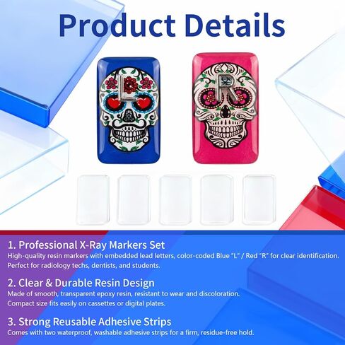 X-Ray Markers - Clear Epoxy Resin with Lead L & R Letters - No Initials - Small Rectangle - Reusable & Washable - Includes 5 Piece Adhesive Strips for Extra Strength in Kuwait