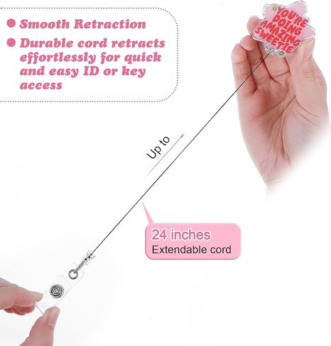 Your Doing Amazing Sweetie Badge Reel, Nurse Badge Reel, Pink Retractable ID Card Holder Clip for Nurses Social Workers (Star Shape) in Kuwait