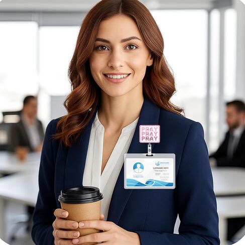 Christian Badge Reel, Pray on It Pink Retractable Badge Holder Name Tag ID Card Clip for Nurse Nursing Student Medical Office Worker in Kuwait