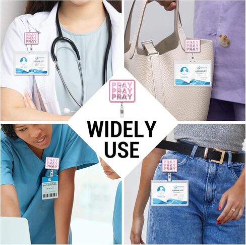 Christian Badge Reel, Pray on It Pink Retractable Badge Holder Name Tag ID Card Clip for Nurse Nursing Student Medical Office Worker in Kuwait