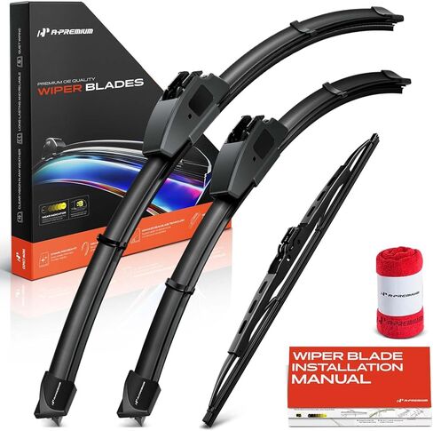 A-Premium 22"+17"+14" Windshield Wiper Blades Compatible with Subaru Impreza 2002-2007 - Front Rear Wipers Blade Set for Hook/Hook Arm Connector, with Wear Indicator & Towel, Pack of 3 in Saudi Arabia