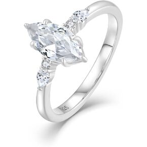 Marquise Ring for Women, 1CT Cubic Zirconia 925 Sterling Silver Engagement Wedding Band, Promise Ring Size 6-9 in Saudi Arabia