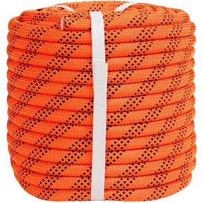 حبل شجر بوليستر مضفر (3/8 بوصة × 50 قدم) حبل ثور عالي القوة لشاحنة عمل الأشجار لتأمين أرجوحة التخييم، برتقالي/أسود in Kuwait