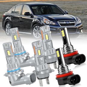 مصابيح LED الأمامية ومصابيح الضباب متوافقة مع Subaru Legacy 2010-2014، 9005 High Beam H7 Low Beam، مصابيح الضباب H11، 6000K أبيض، 500% أكثر سطوعًا، 6 عبوات in Kuwait