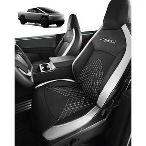 Seat Covers for Cybertruck 2024+ Nappa Leather Fit for Cybertruck with Armrest Cover Full-Cover Seat Protector Airbag Compatible with All Set Gen 3.0 (Black with White) in Kuwait