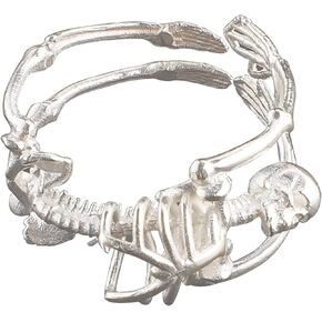 Skull Ring 925 Sterling Silver Handcrafted Gothic Rock Punk Diablo Vintage Cocktail Party Biker Retro [Skeleton 60028] - Light Silver in Kuwait