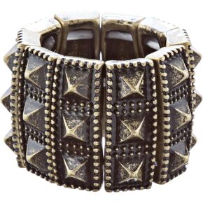 Accessoriesforever Women Stylish Chic 3 Rows Spike Design Stretch Fashion Ring R221 Antique Gold in Saudi Arabia