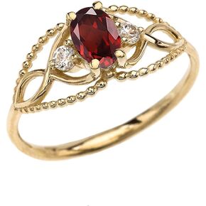 خاتم سوليتير أنيق من الذهب الأصفر عيار 10 قيراط مع عقيق سوليتير وتوباز أبيض in Kuwait