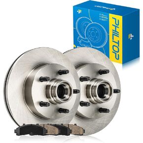 PHILTOP 54011+D804 طقم فرامل قرصية أمامية محفورة ومشقوقة ووسادة فرامل سيراميك لموستانج 1999 2000 2001 2002 2003 2004، مجموعة وسادات الفرامل والدوارات، 6 قطع in Kuwait