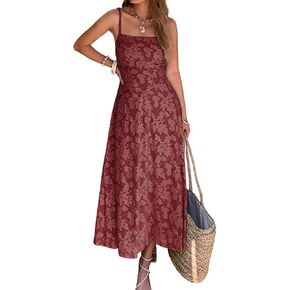 Womens Floral Maxi Dress Spaghetti Strap Fitted A Line Long Sundress Sleeveless Elegant Summer Vacation Resort Dress in Kuwait