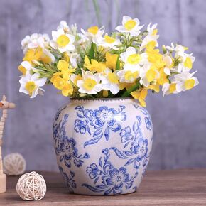 Blue and White Ceramic Vase, Vintage Porcelain Vase with Crackle Glaze, Farmhouse Rustic Oriental Decorative Centerpiece for Living Room, Dining Table, Entryway, and Bookshelf (Elegant Tall) in Saudi Arabia