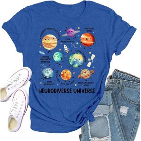 Autism Awareness Shirt Women Neurodiverse Universe Graphic T-Shirts Special Education Teacher Tee Mental Health Tops in Saudi Arabia