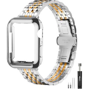 Slim Metal Band with Apple Watch Band 40mm 41mm 38mm 45mm 44mm 42mm, Dressy Stainless Steel Chain Strap for Women Man iWatch Bands Series 9 8 7 6 5 4 3 2 1 SE SE2 in Kuwait