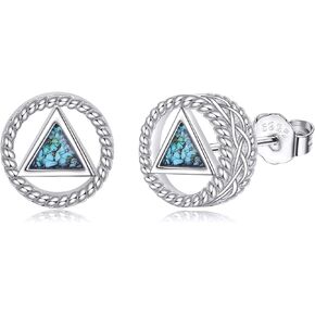 AA Sobriety Earrings Gifts 925 Sterling Silver Turquoise AA Stud Earring Alcoholics Anonymous Recovery Sobriety Jewelry Gift for Women Men in Kuwait