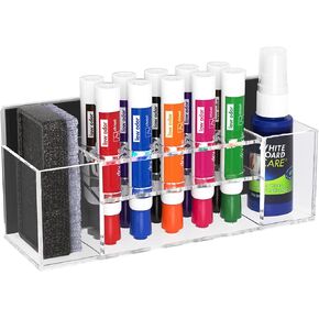 HBlife Acrylic Magnetic Dry Erase Marker Holder for Whiteboard, Wall Mount 10 Slots Magnet Pen Pencil Holder for Fridge Refrigerator, Locker Organizer Accessories for School Classroom Office, Clear in Kuwait
