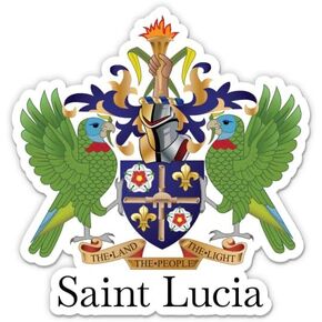 Squiddy Saint Lucia Coat of Arms Vinyl Sticker | Travel Souvenir Decal for Phone, Laptop, Water Bottle | 3 inch high in Kuwait