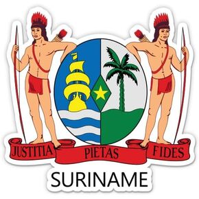 Squiddy Suriname Coat of Arms Vinyl Sticker | Travel Souvenir Decal for Phone, Laptop, Water Bottle | 3 inch Wide in Kuwait