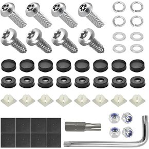 Anti Theft License Plate Screws Kits, Rustproof Stainless Steel Bolts Fasteners for Car Tag Frame Holder, Tamper Resistant Security Front Rear Car Tag Mounting Hardware (Black) in Kuwait