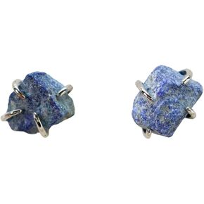 Lapis Lazuli Gemstone Stud Earrings, Natural,18K Gold or Silver Plated, Push Back Closure, Hypoallergenic, Stone Earrings, Blue Earrings, Raw Crystal Earrings in Kuwait