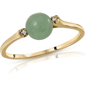 Regalia by Ulti Ramos 14K Gold Green Jade & Diamond .02ct Ring - 6mm Gemstone, Made in the USA, Size 7 in Kuwait